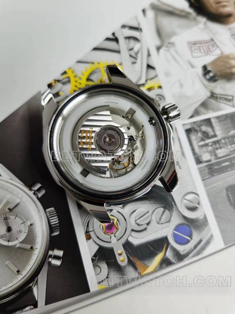 泰格豪雅顶级复刻手表竞潜43mm黑盘可乐圈机械钢带款背面实拍图