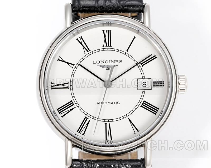 浪琴顶级复刻手表XC厂优雅40mm白盘L888机械机芯皮带款正面实拍图