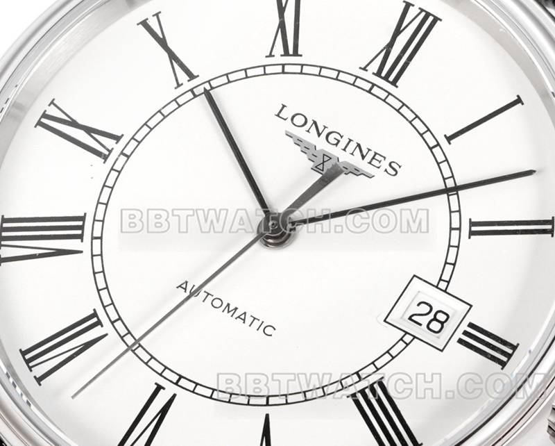 浪琴顶级复刻手表XC厂优雅40mm白盘L888机械机芯皮带款正面实拍图