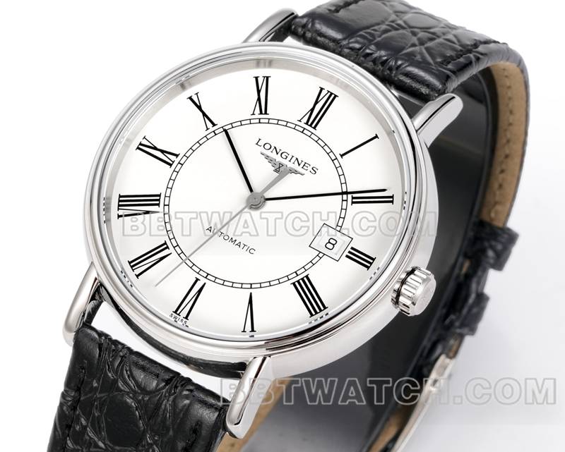 浪琴顶级复刻手表XC厂优雅40mm白盘L888机械机芯皮带款正面实拍图