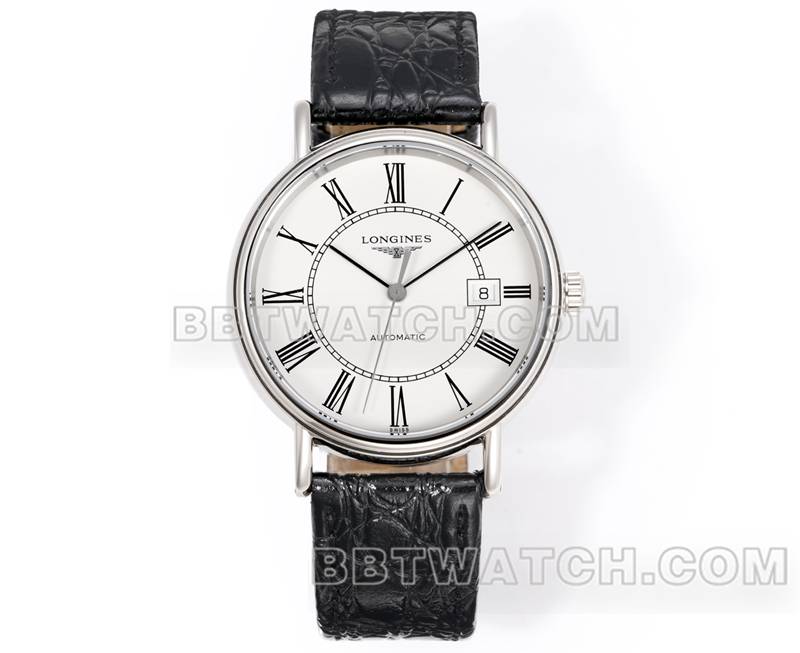 浪琴顶级复刻手表XC厂优雅40mm白盘L888机械机芯皮带款正面实拍图