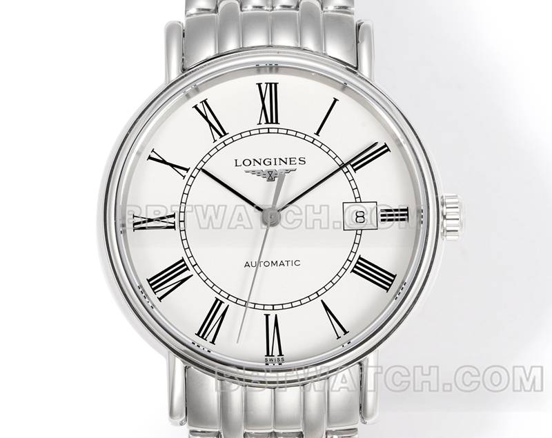 浪琴最优复刻手表XC厂优雅40mm白盘L888机械机芯钢带款正面实拍图