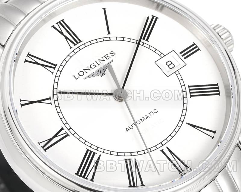 浪琴最优复刻手表XC厂优雅40mm白盘L888机械机芯钢带款正面实拍图