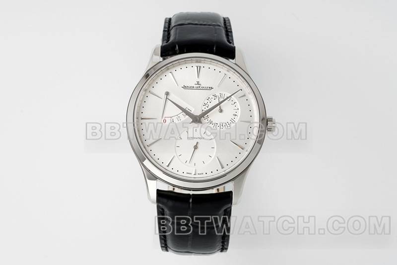 积家最优复刻手表APS厂超薄大师896机芯动力储备机械皮带款正面实拍图