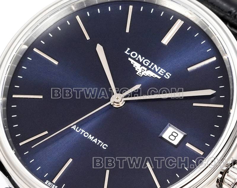 浪琴1:1复刻手表XC厂优雅40mm蓝盘L888机械机芯皮带款正面实拍图