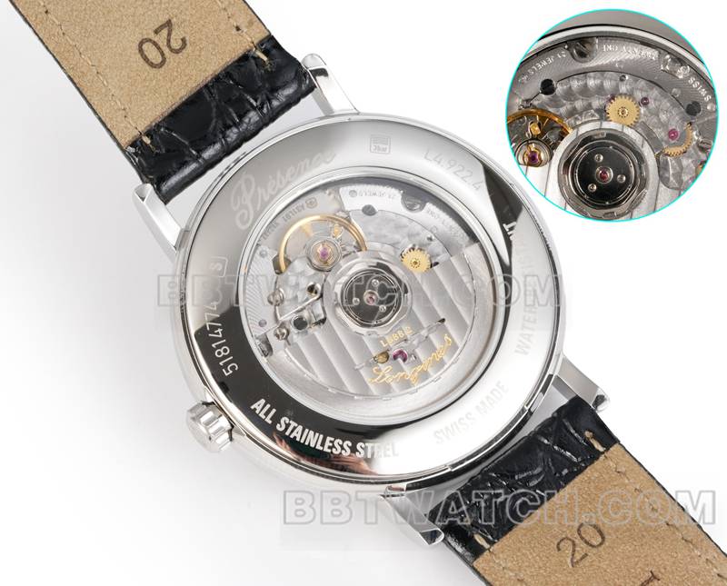 浪琴1:1复刻手表XC厂优雅40mm蓝盘L888机械机芯皮带款背面实拍图