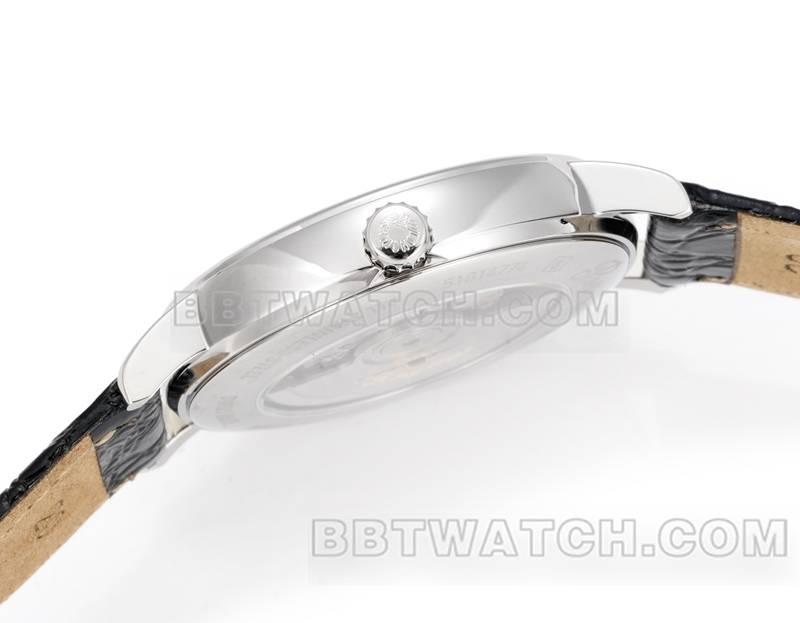 浪琴1:1复刻手表XC厂优雅40mm蓝盘L888机械机芯皮带款侧面实拍图