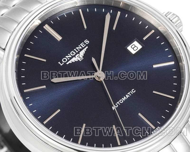 浪琴超级克隆手表XC厂优雅40mm蓝盘L888机械机芯钢带款正面实拍图