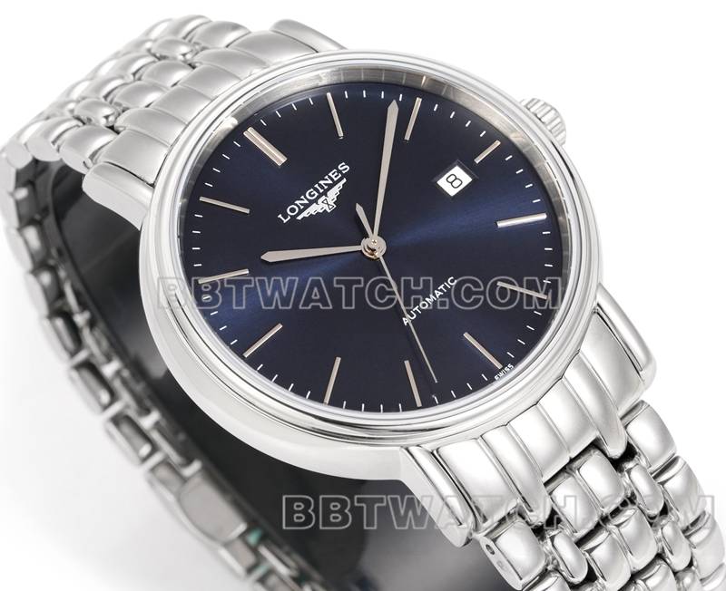 浪琴超级克隆手表XC厂优雅40mm蓝盘L888机械机芯钢带款正面实拍图