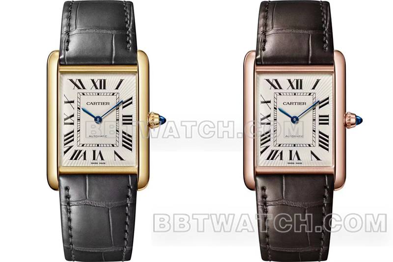 卡地亚超级克隆手表F1厂坦克白盘黄金壳2899MC机芯皮带款正面实拍图