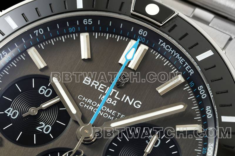 Breitling top replica watches TF Factory Mechanical Chronograph Gray Plate 44mm Steel Strap models front real picture