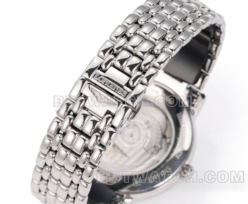 浪琴超级克隆手表XC厂优雅40mm蓝盘L888机械机芯钢带款表带实拍图