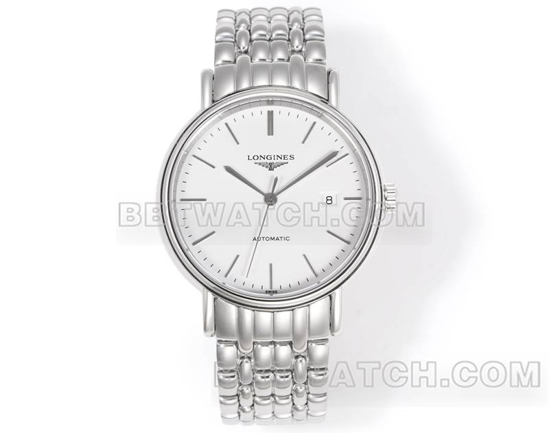 浪琴最佳复刻手表XC厂优雅40mm白盘L888机械机芯钢带款正面实拍图