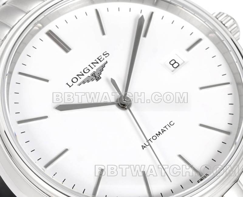 浪琴最佳复刻手表XC厂优雅40mm白盘L888机械机芯钢带款正面实拍图