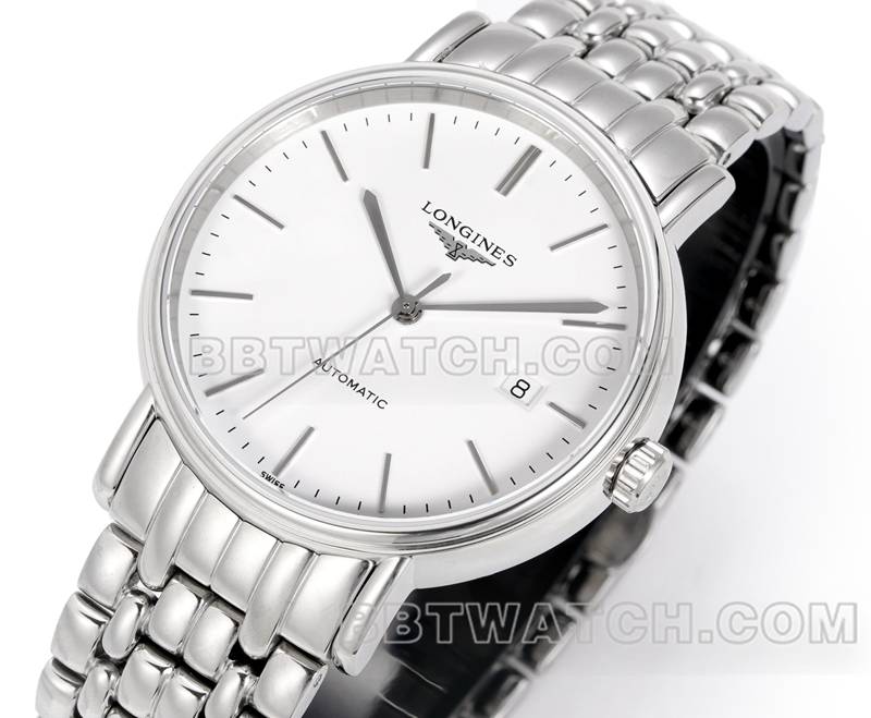 浪琴最佳复刻手表XC厂优雅40mm白盘L888机械机芯钢带款正面实拍图