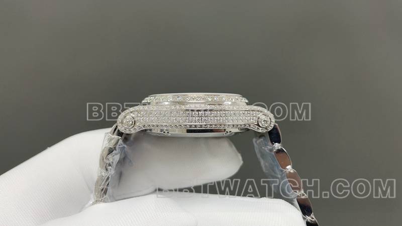 萧邦最优复刻手表YF厂快乐钻银色满天星2892机械机芯钢带款侧面实拍图