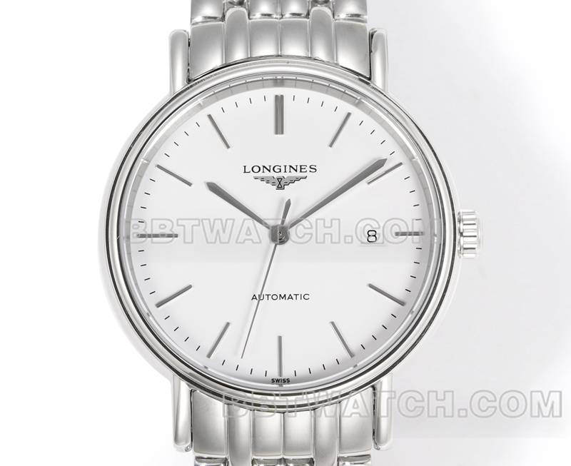 浪琴最佳复刻手表XC厂优雅40mm白盘L888机械机芯钢带款正面实拍图