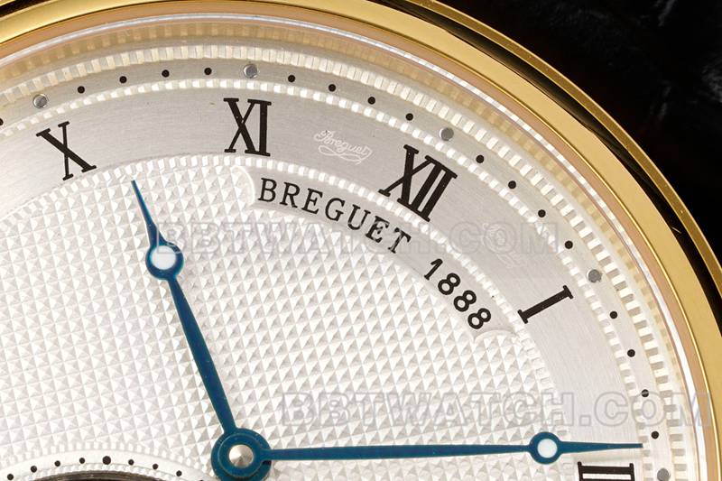 宝玑顶级复刻手表RMS厂经典银白盘陀飞轮黄金机械皮带款正面实拍图