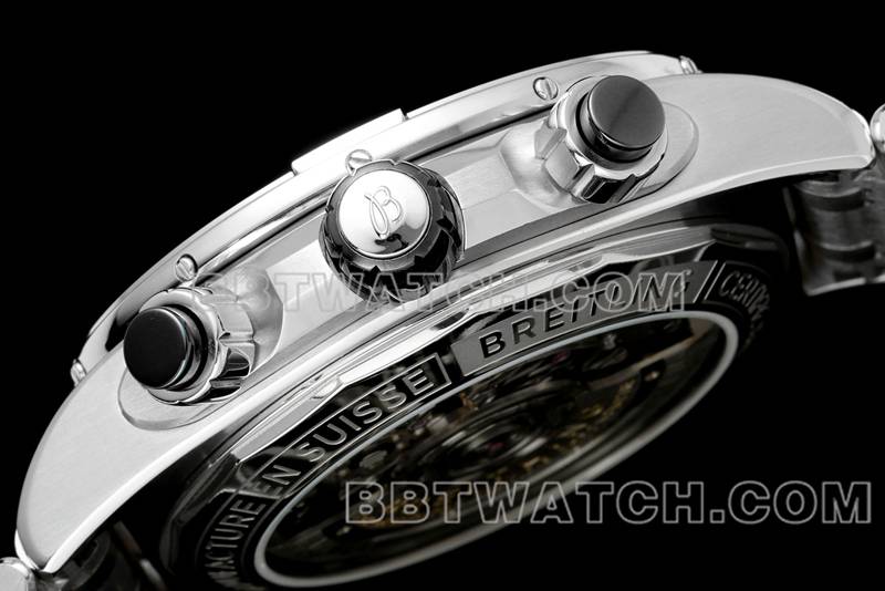 Breitling 1:1 replica watches TF factory mechanical chronograph yellow disk 44mm steel belt models side actual picture