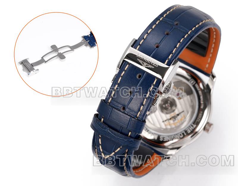 浪琴最佳复刻手表XC厂名匠蓝盘棒状时标L888机械机芯皮带款表带实拍图