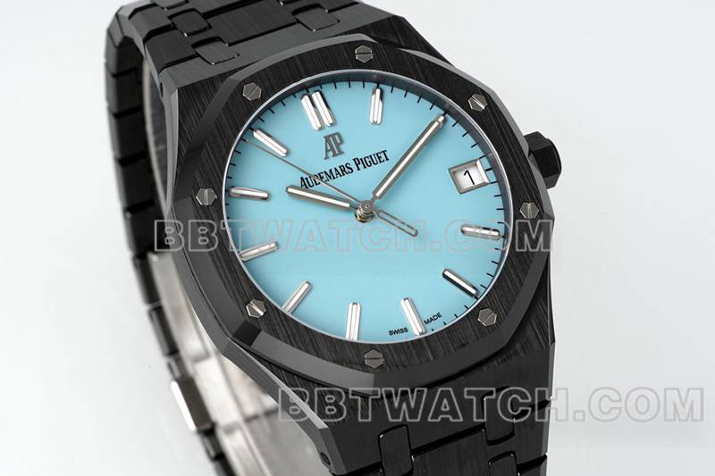 爱彼超级克隆手表APS厂皇家橡树蓝盘陶瓷钢带款15500正面实拍图