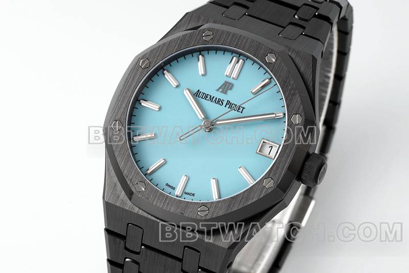 爱彼超级克隆手表APS厂皇家橡树蓝盘陶瓷钢带款15500正面实拍图