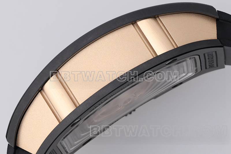 理查德米勒最优复刻手表ZF厂黑陶瓷镶钻机械手表RM07-1侧面实拍图