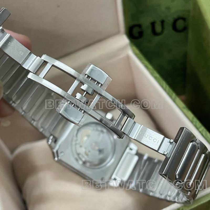 古驰顶级复刻手表黑盘36mm机械钢带款表扣实拍图