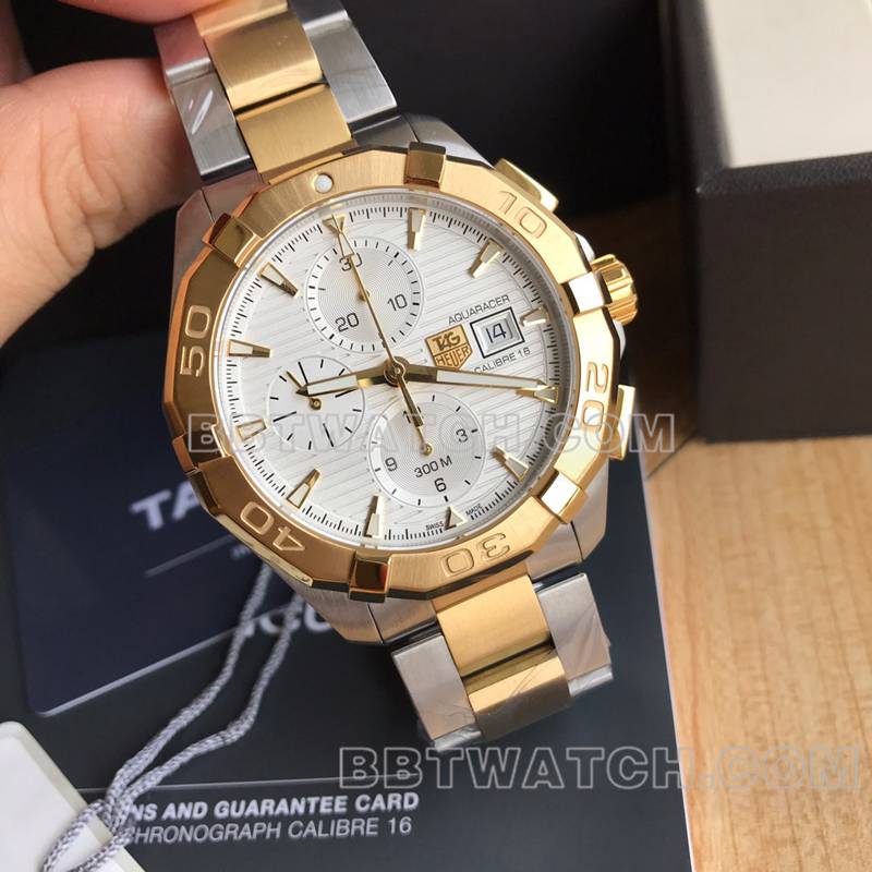 泰格豪雅顶级复刻手表竞潜白盘43mm计时7750机械间金钢带款正面实拍图