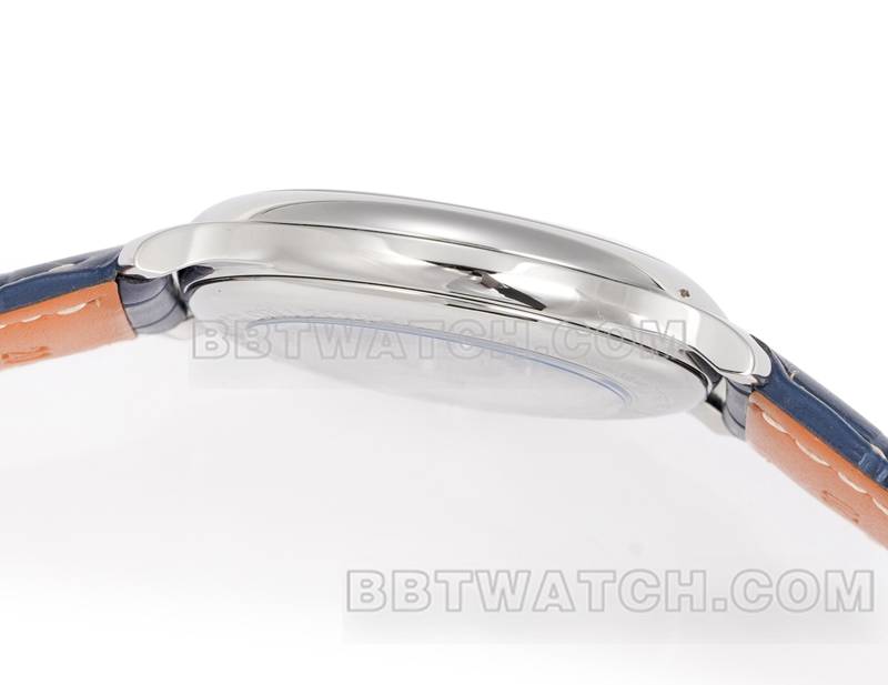 浪琴超级克隆手表XC厂名匠蓝盘钻时标L888机械机芯皮带款侧面实拍图