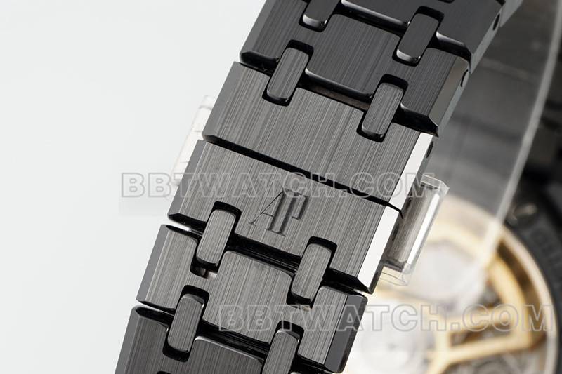 爱彼最佳复刻手表APS厂皇家橡树花朵图案表盘陶瓷钢带款15500表带实拍图