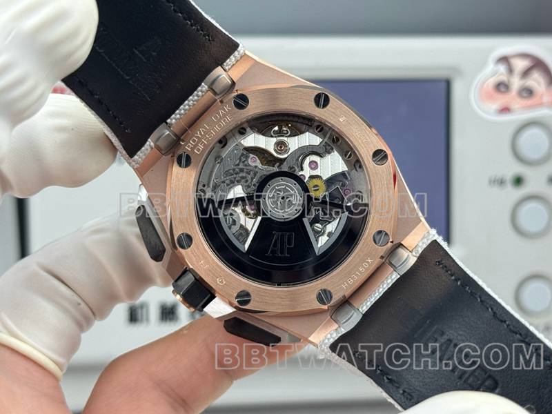 爱彼顶级复刻手表LS厂皇家橡树离岸型43MM灰盘橡胶款26420背面实拍图