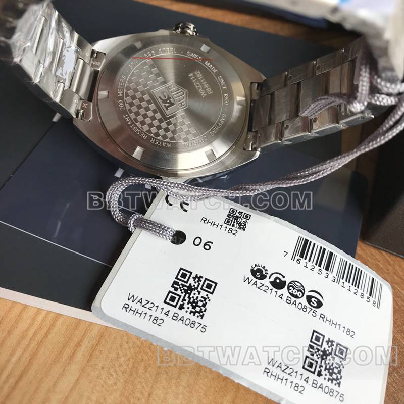 泰格豪雅最优复刻手表F1白盘41mm机械钢带款背面实拍图