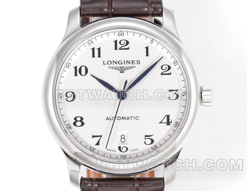 浪琴最优复刻手表XC厂名匠银白盘L888机械机芯皮带款正面实拍图