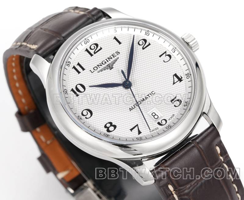 浪琴最优复刻手表XC厂名匠银白盘L888机械机芯皮带款正面实拍图