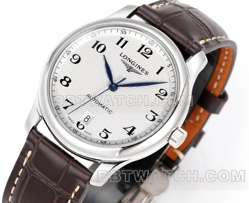 浪琴最优复刻手表XC厂名匠银白盘L888机械机芯皮带款正面实拍图