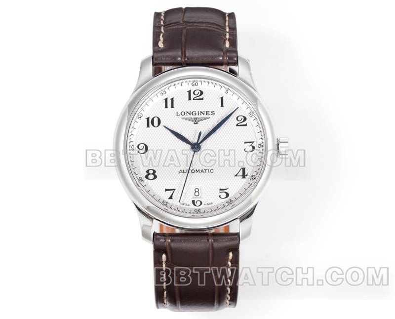 浪琴最优复刻手表XC厂名匠银白盘L888机械机芯皮带款正面实拍图