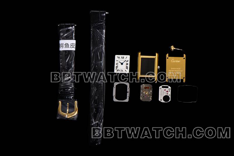 卡地亚超级克隆手表F1厂坦克白盘黄金壳皮带款正面实拍图