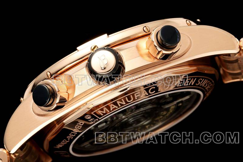 Breitling optimal replica watches TF factory mechanical chronograph green disk 44mm rose gold steel belt models side actual photo
