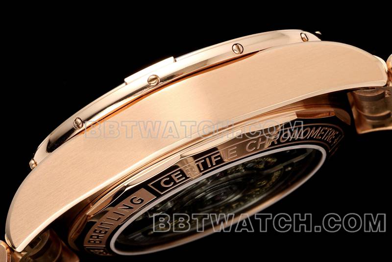 Breitling optimal replica watches TF factory mechanical chronograph green disk 44mm rose gold steel belt models side actual photo