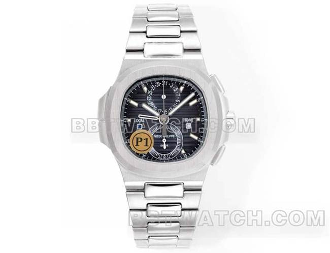 运动优雅顶级复刻手表P1厂百达翡丽蓝盘机械钢带款5990正面实拍图