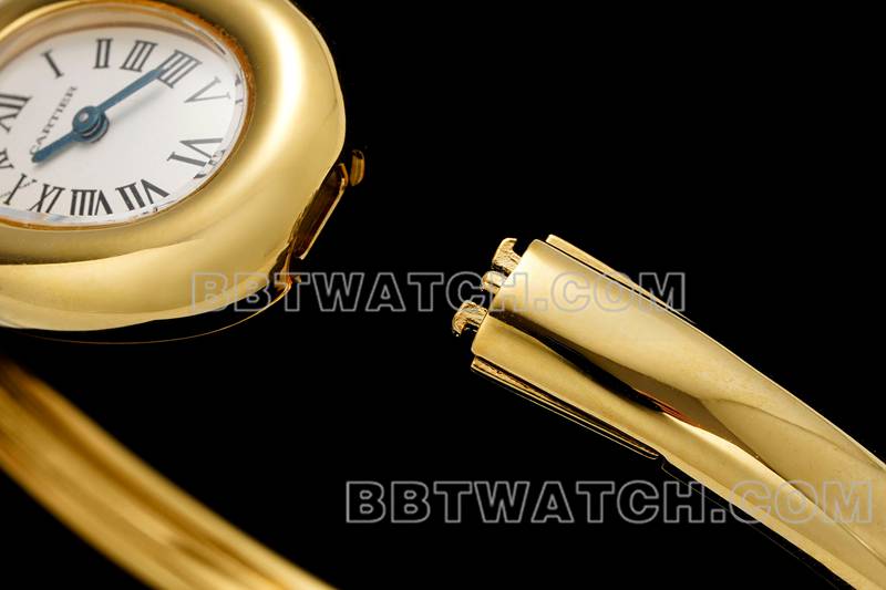 卡地亚最佳复刻手表BLS厂浴缸16尺寸石英手镯表正面实拍图