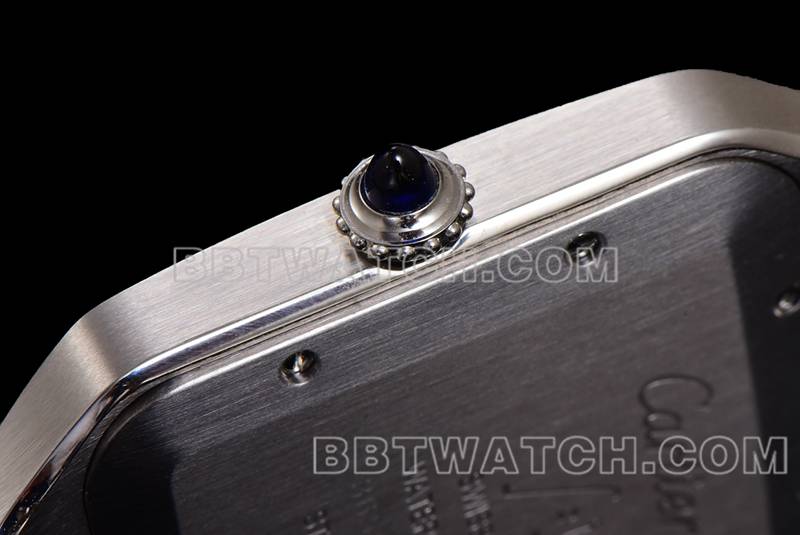 卡地亚超级克隆手表F1厂山度士白盘黄金圈皮带款侧面实拍图