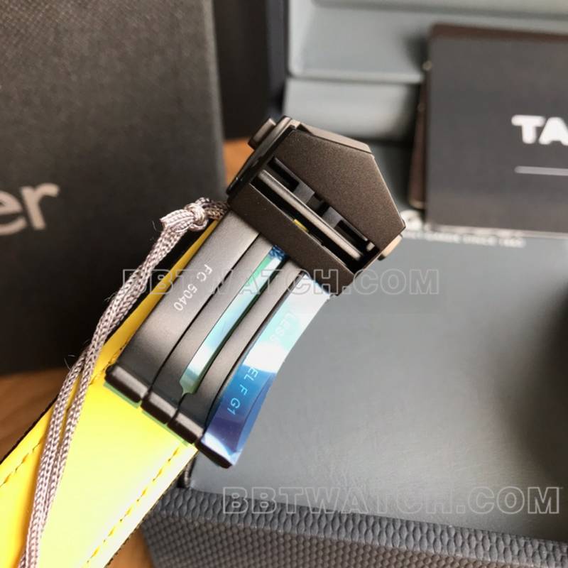 泰格豪雅超级克隆手表竞潜黑盘41mm机械皮带款表扣实拍图