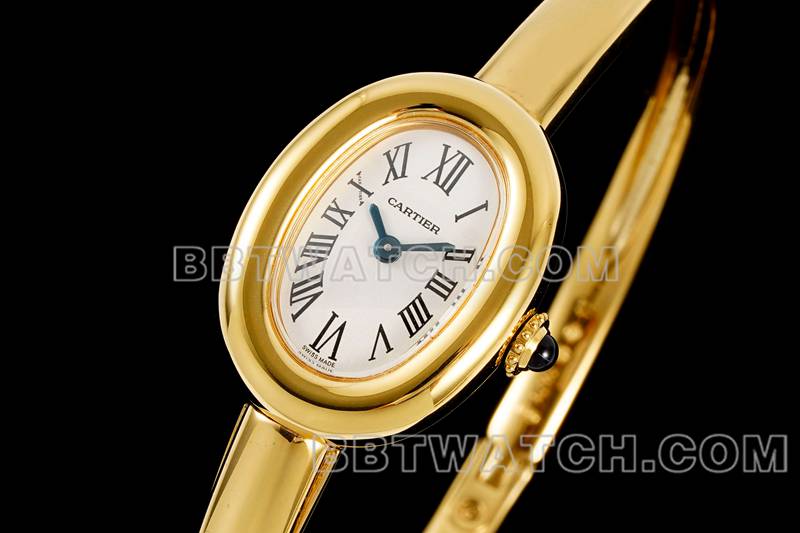 卡地亚最佳复刻手表BLS厂浴缸16尺寸石英手镯表正面实拍图