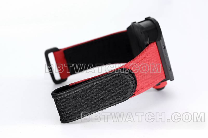 理查德米勒1:1复刻手表BBS厂陀飞轮机械红色橡胶编织魔术贴表带RM27-03表带实拍图