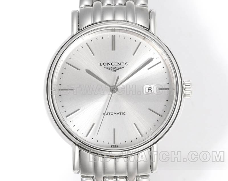 浪琴超级克隆手表XC厂优雅40mm银盘L888机械机芯钢带款正面实拍图