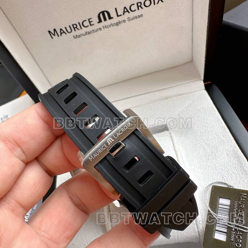 艾美最优复刻手表原单奔涛S黑盘42mm机械黑色橡胶款表带实拍图