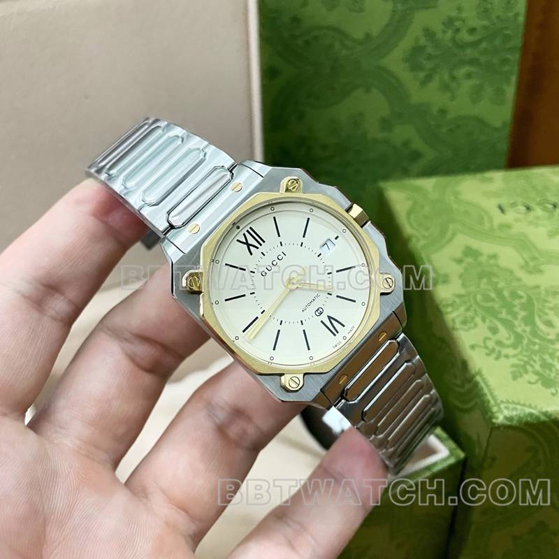 古驰最优复刻手表米盘36mm机械钢带款正面实拍图