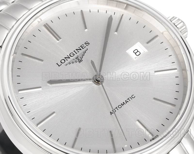 浪琴超级克隆手表XC厂优雅40mm银盘L888机械机芯钢带款正面实拍图